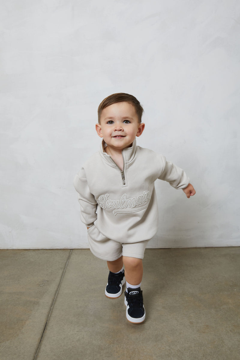 Mini soulmates half zip sweatshirt in clay