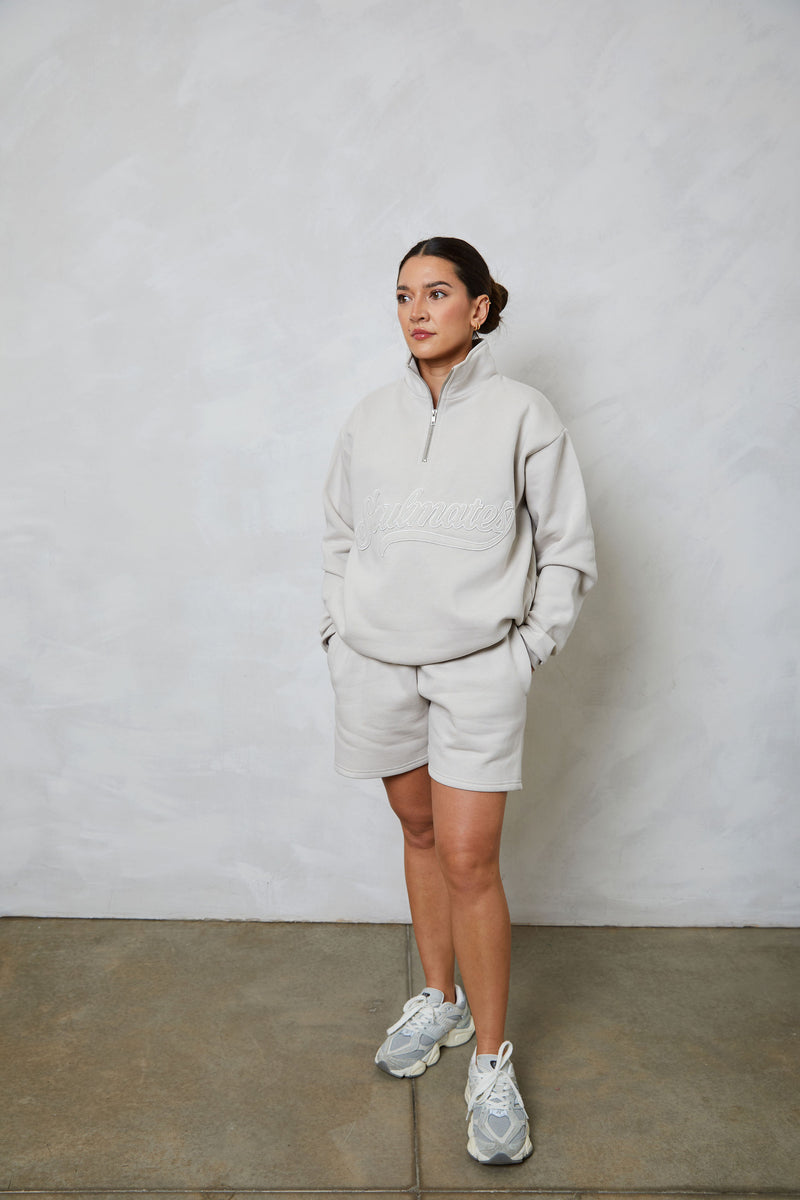 Soulmates half zip sweatshirt in clay