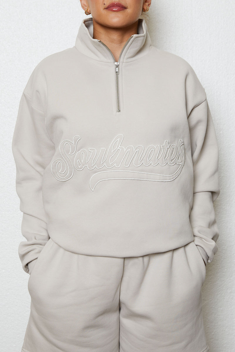 Soulmates half zip sweatshirt in clay