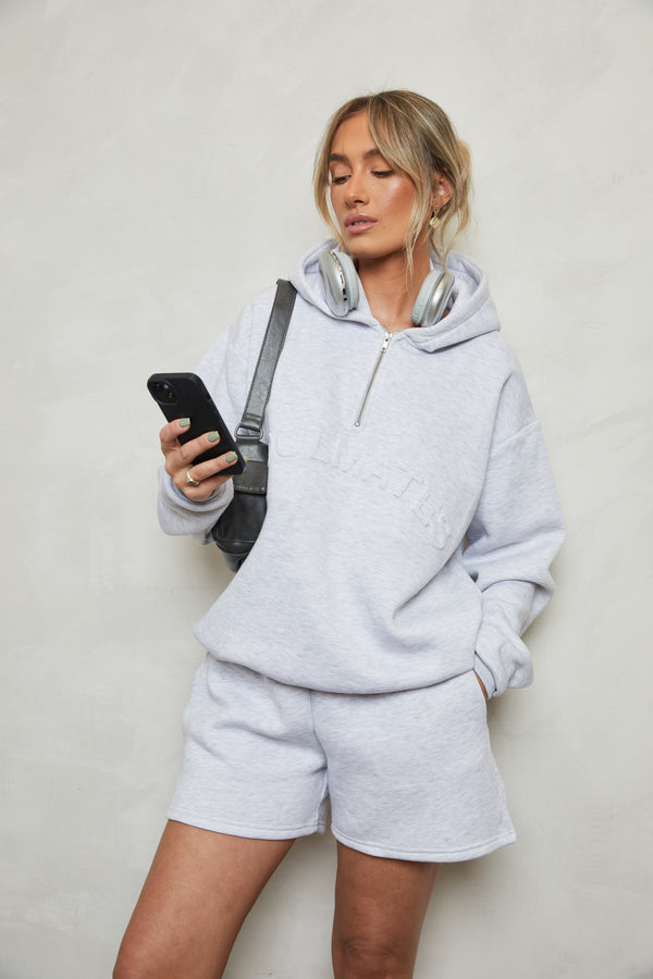 Soulmates half zip hoodie in grey marl