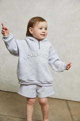 Mini soulmates half zip hoodie in grey marl