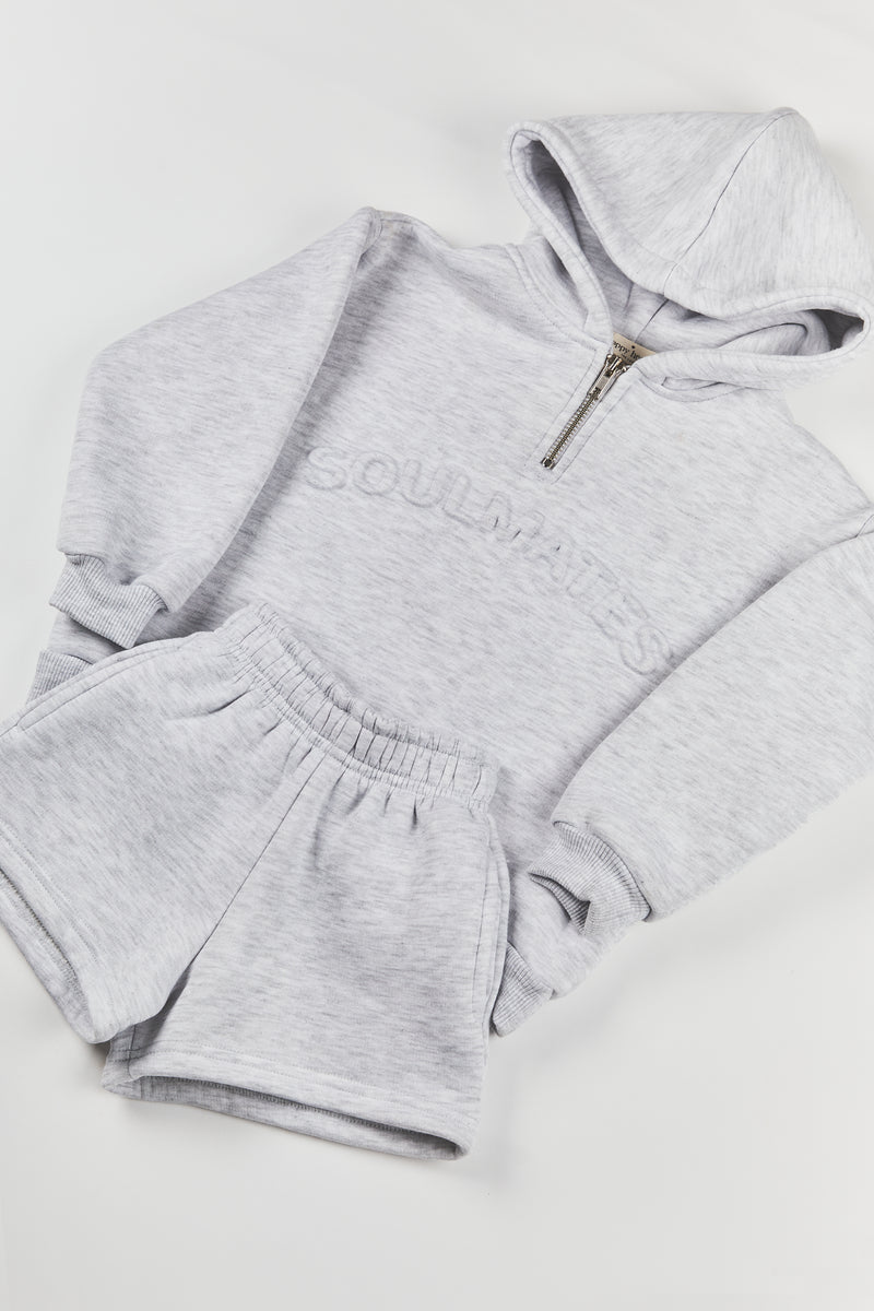 Mini soulmates half zip hoodie in grey marl