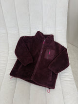 MINI TEDDY FLEECE ZIP JACKET IN CHERRY COLA