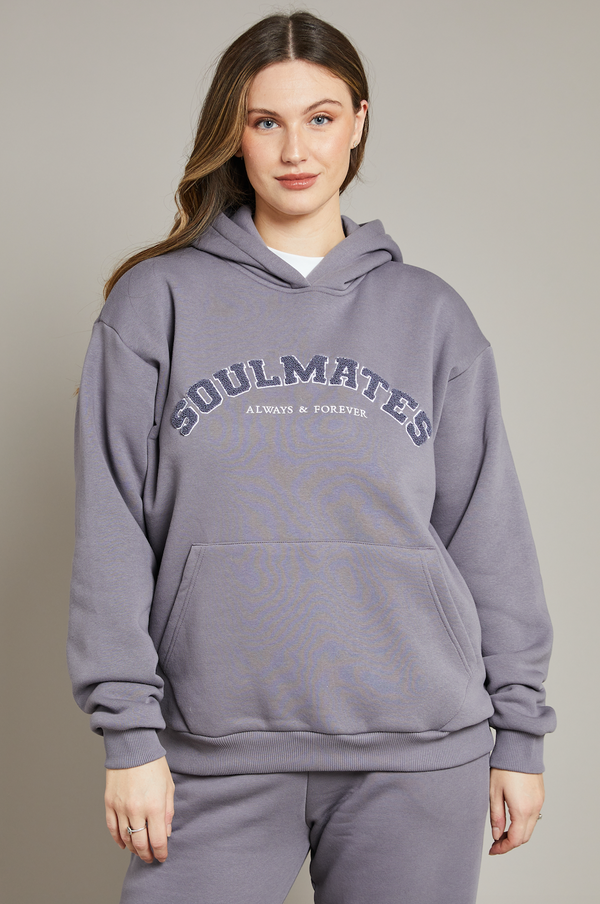 Soulmates hoodie in charcoal grey