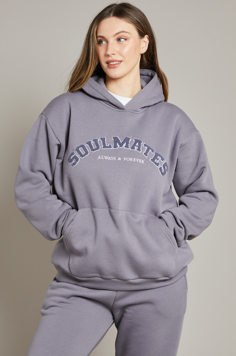 Soulmates hoodie in charcoal grey