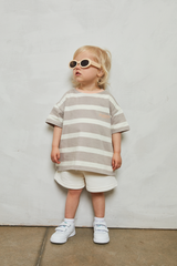 Mini soulmates stripe t-shirt in taupe