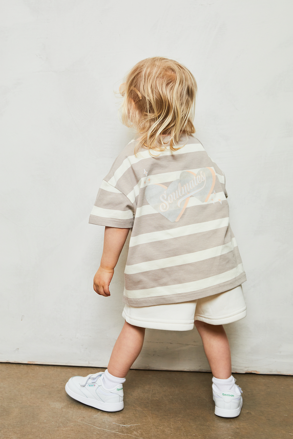 Mini soulmates stripe t-shirt in taupe