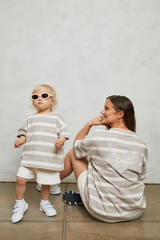 Mini soulmates stripe t-shirt in taupe