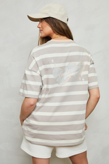 Soulmates striped t-shirt in taupe