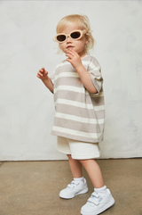 Mini soulmates stripe t-shirt in taupe