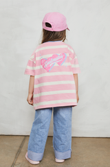 Mini soulmates stripe t-shirt in pink