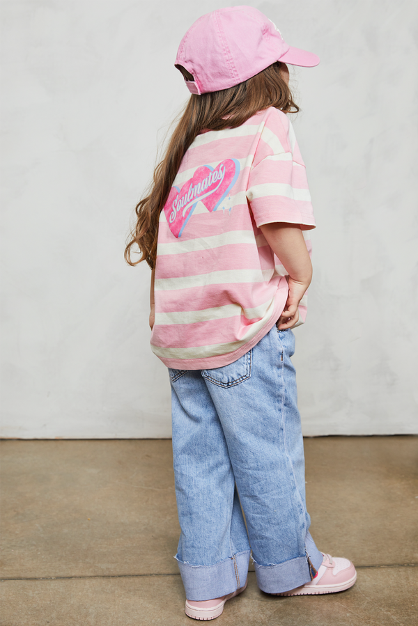 Mini soulmates stripe t-shirt in pink