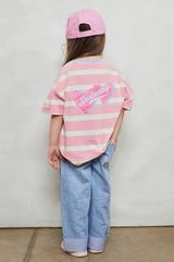 Mini soulmates stripe t-shirt in pink