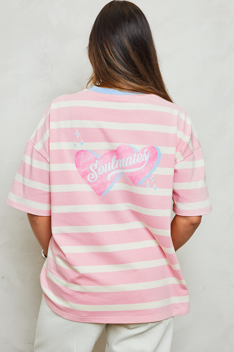 Soulmates striped t-shirt in pink