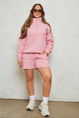 Soulmates half zip sweatshirt in pink