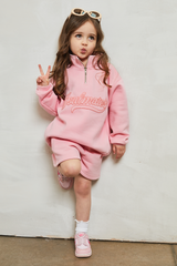 Mini soulmates half zip sweatshirt in pink