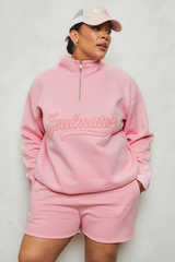 Soulmates half zip sweatshirt in pink