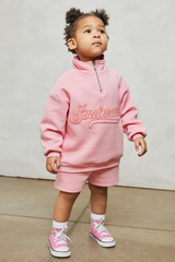 Mini soulmates half zip sweatshirt in pink