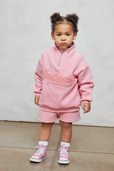 Mini soulmates half zip sweatshirt in pink