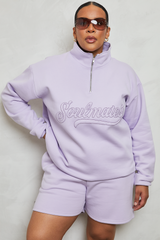 Soulmates half zip sweatshirt in lilac