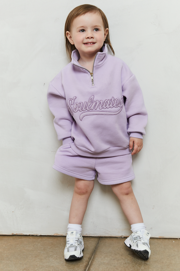 Mini soulmates half zip sweatshirt in lilac