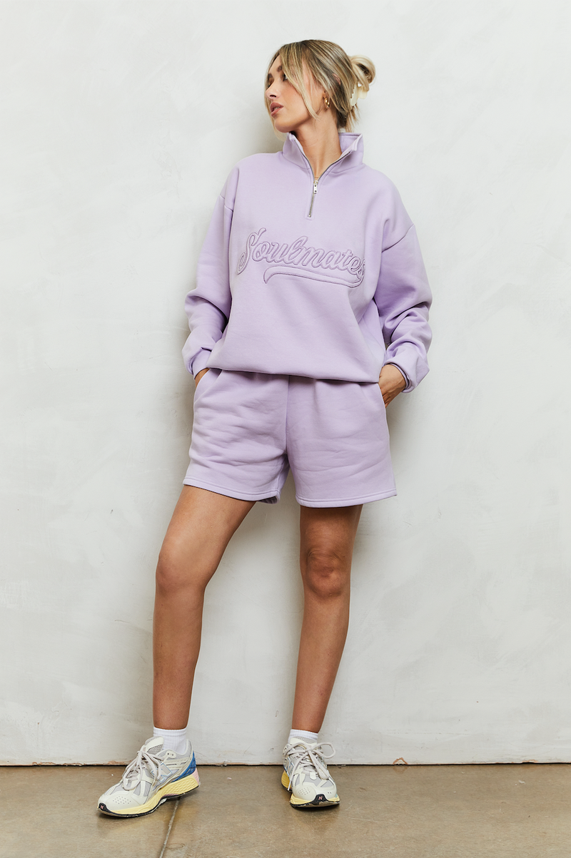 Soulmates half zip sweatshirt in lilac