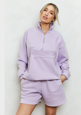 Soulmates half zip sweatshirt in lilac