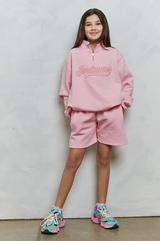 Mini soulmates half zip sweatshirt in pink