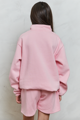 Mini soulmates half zip sweatshirt in pink