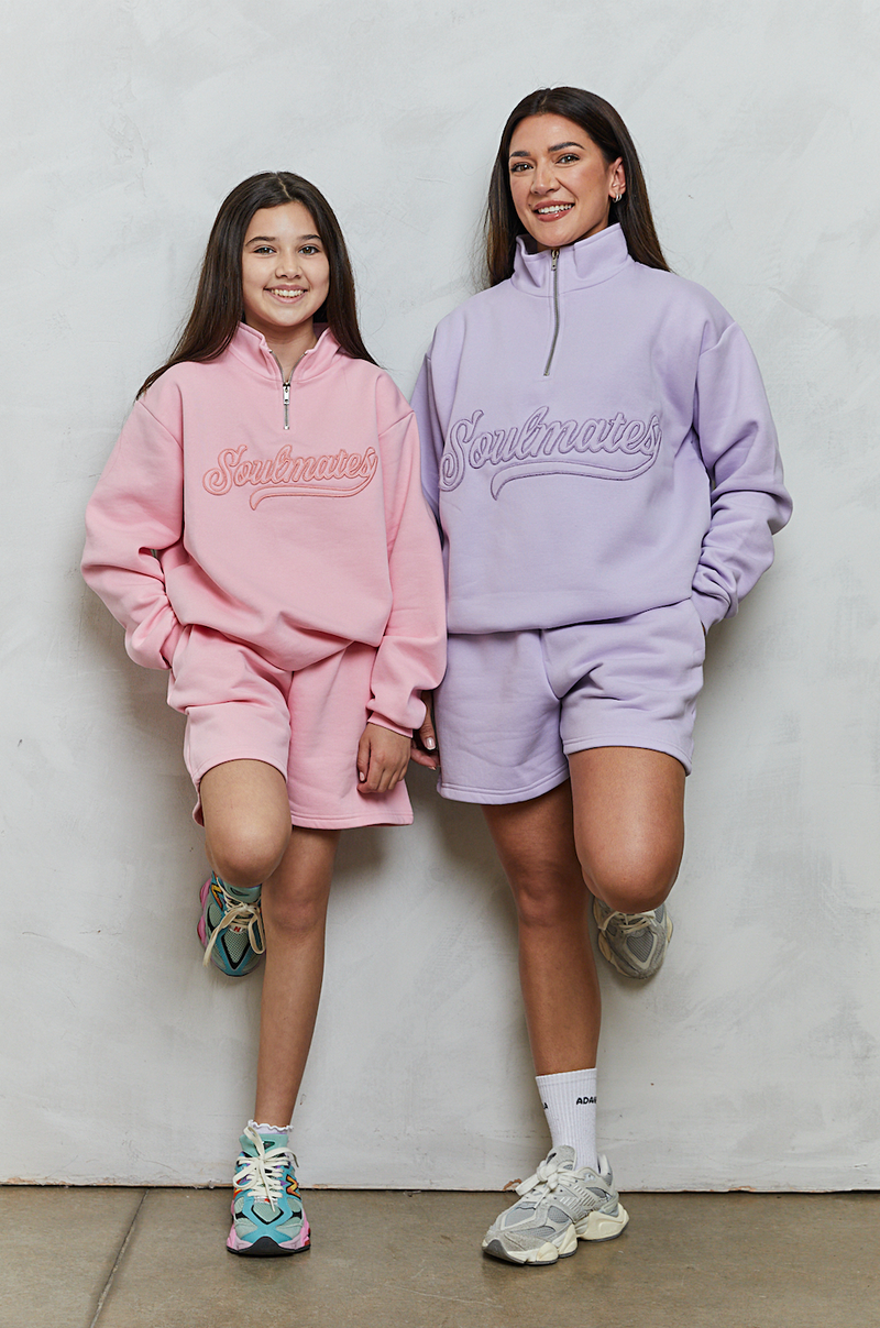 Soulmates half zip sweatshirt in lilac