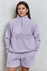 Soulmates half zip sweatshirt in lilac