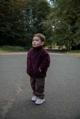 MINI TEDDY FLEECE ZIP JACKET IN CHERRY COLA