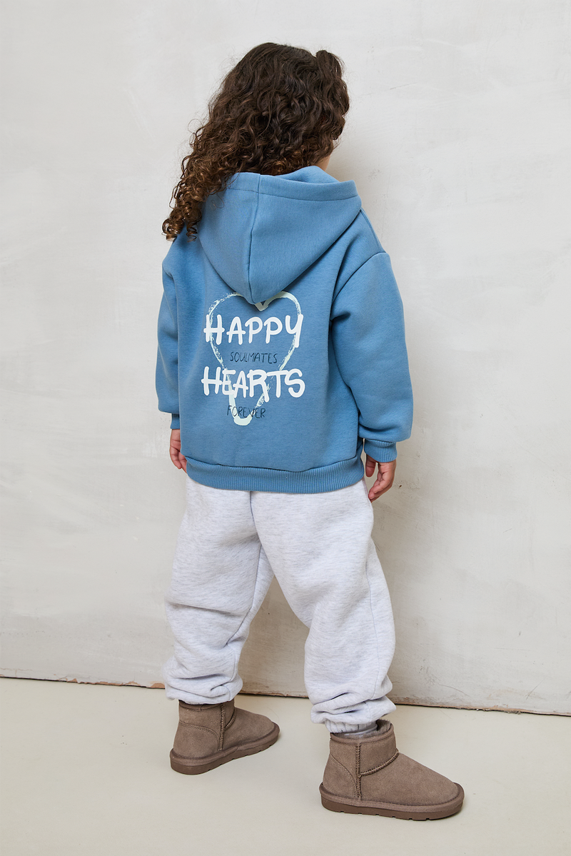 MINI HAPPY HEARTS HOODIE IN BLUE