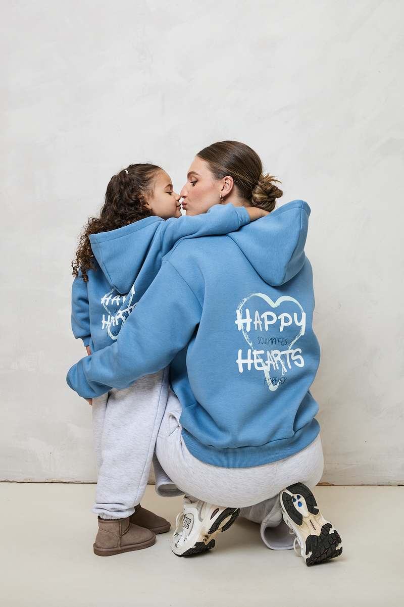 HAPPY HEARTS HOODIE IN BLUE