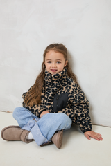 MINI TEDDY FLEECE ZIP JACKET IN LEOPARD PRE ORDER