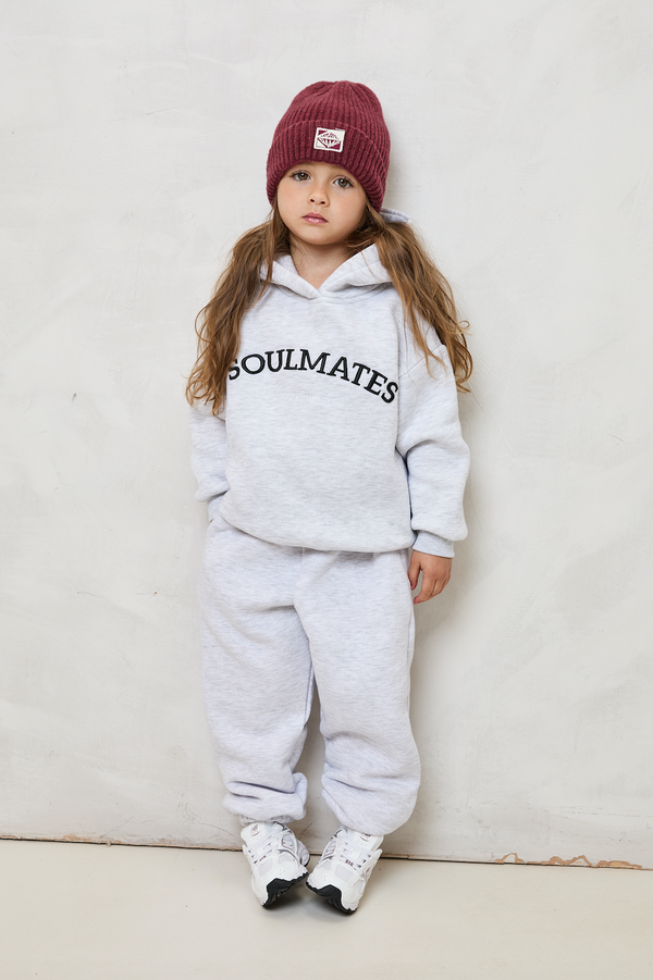 MINI SOULMATES HOODIE IN GREY MARL