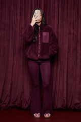 TEDDY FLEECE ZIP JACKET IN CHERRY COLA