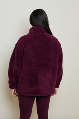 TEDDY FLEECE ZIP JACKET IN CHERRY COLA