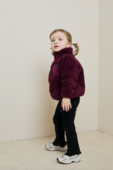 MINI TEDDY FLEECE ZIP JACKET IN CHERRY COLA