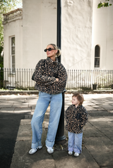 TEDDY FLEECE ZIP JACKET IN LEOPARD