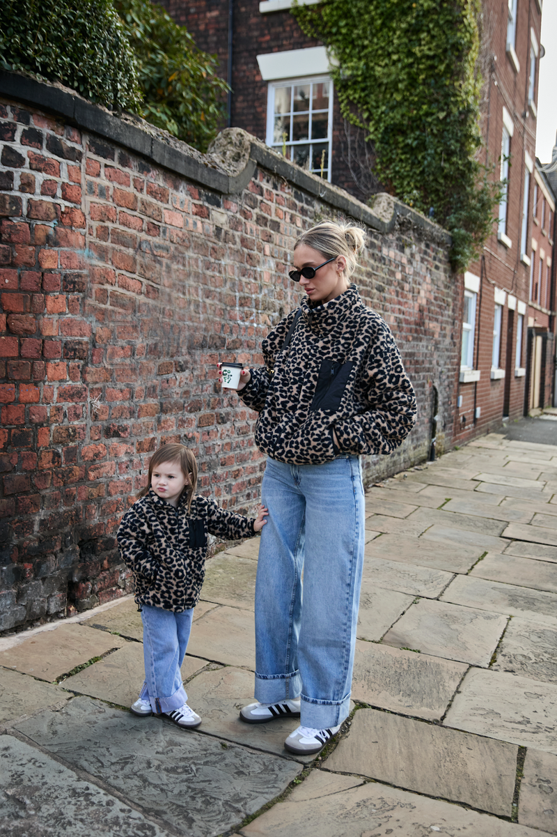 TEDDY FLEECE ZIP JACKET IN LEOPARD