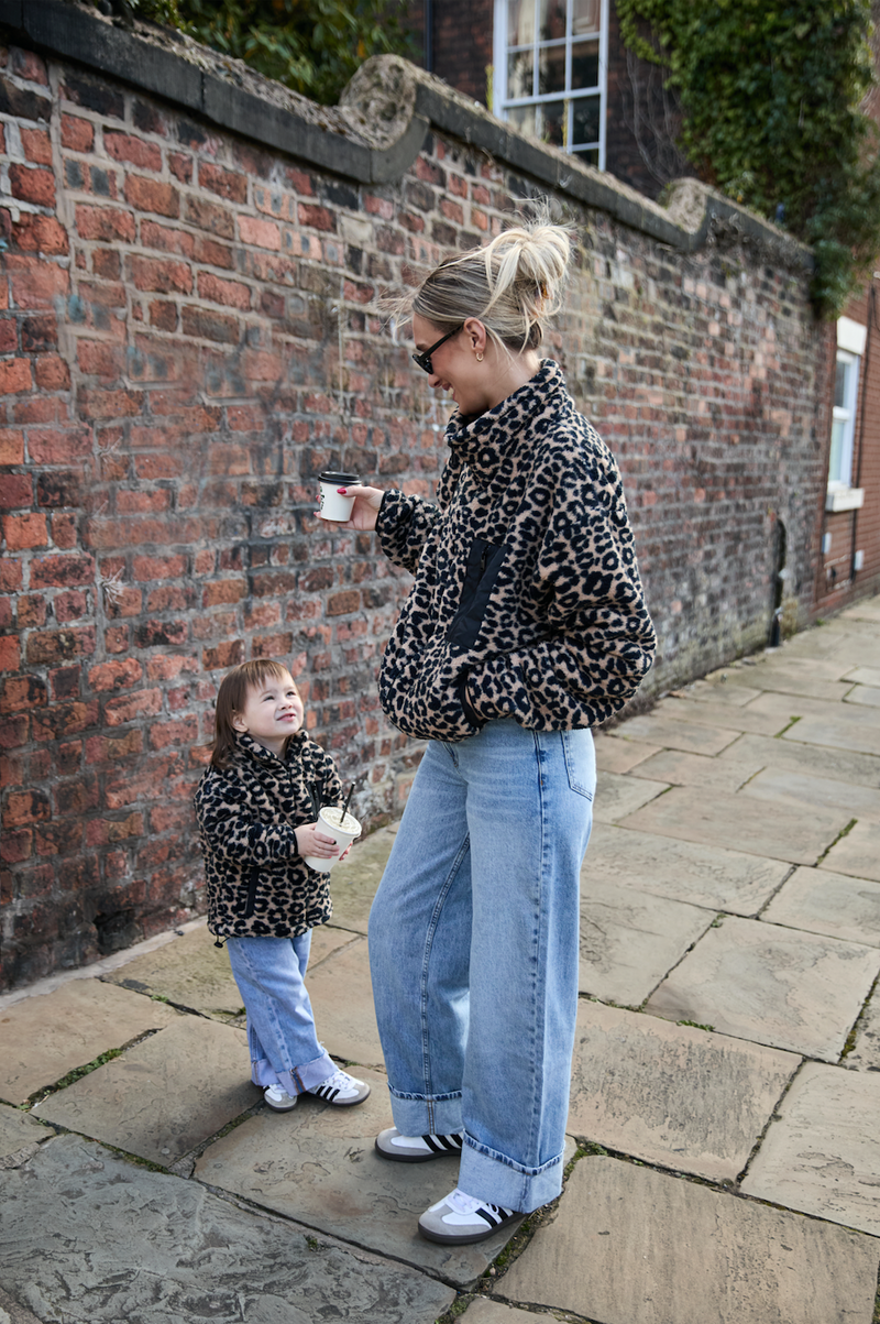 TEDDY FLEECE ZIP JACKET IN LEOPARD