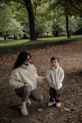 MINI TEDDY FLEECE ZIP JACKET IN CREAM