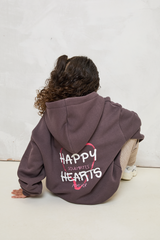 MINI HAPPY HEARTS HOODIE IN CHOCOLATE BROWN