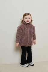 MINI TEDDY FLEECE ZIP JACKET IN MOCHA