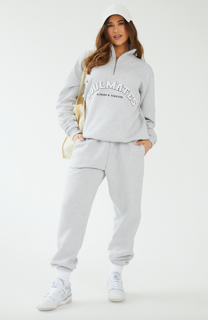 Soulmates funnel neck zip sweatshirt